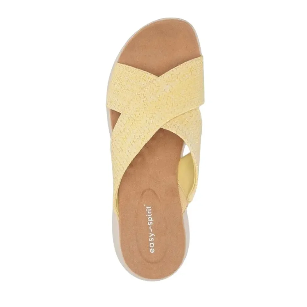 Easy Spirit Women's Taite Criss Cross Strap Slip On Sandals Yellow Size 6 1/2